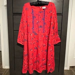 Old Navy Swing Red Floral Dress XL NWT